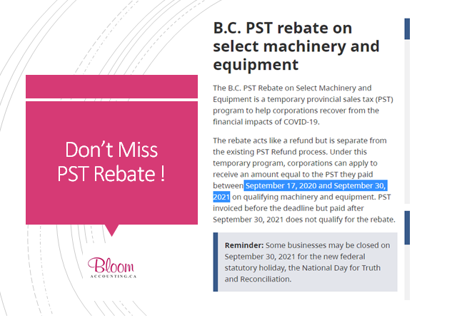 PST Rebate on Machinery & Equipment